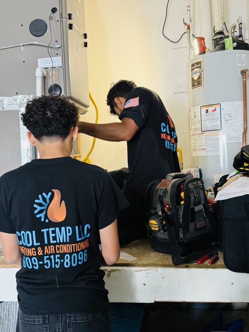 Cool Temp crew working on an indoor heating system